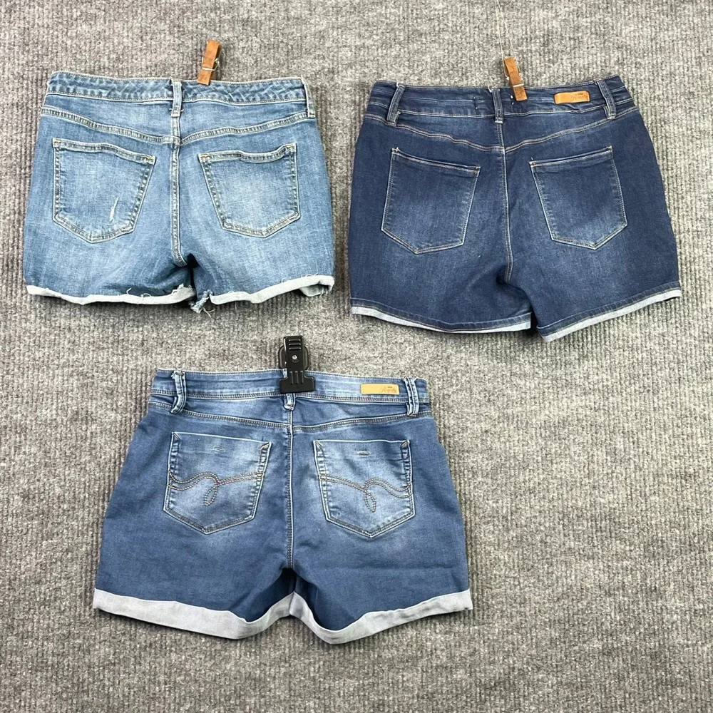 Mixed Brand Denim Shorts Bundle Women Size 8 Blue Jean Lot Distressed Cuffed 3pk